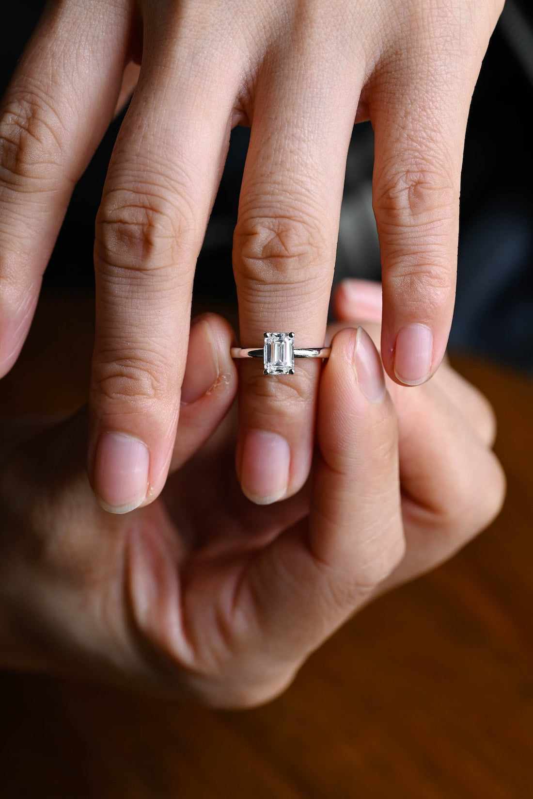 1.0-3.0 CT Emerald CVD Diamond Solitaire Engagement Ring