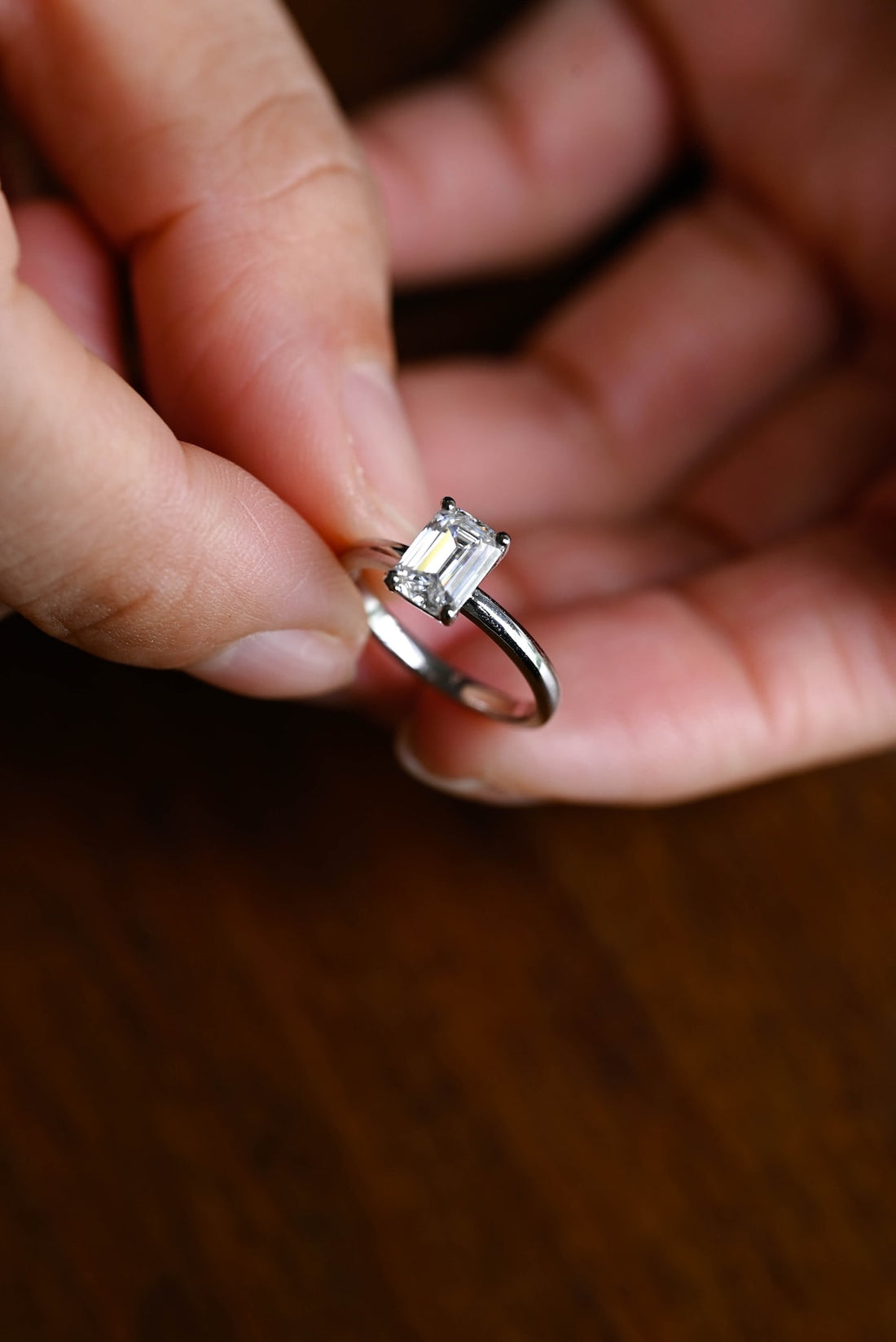 1.0-3.0 CT Emerald CVD Diamond Solitaire Engagement Ring