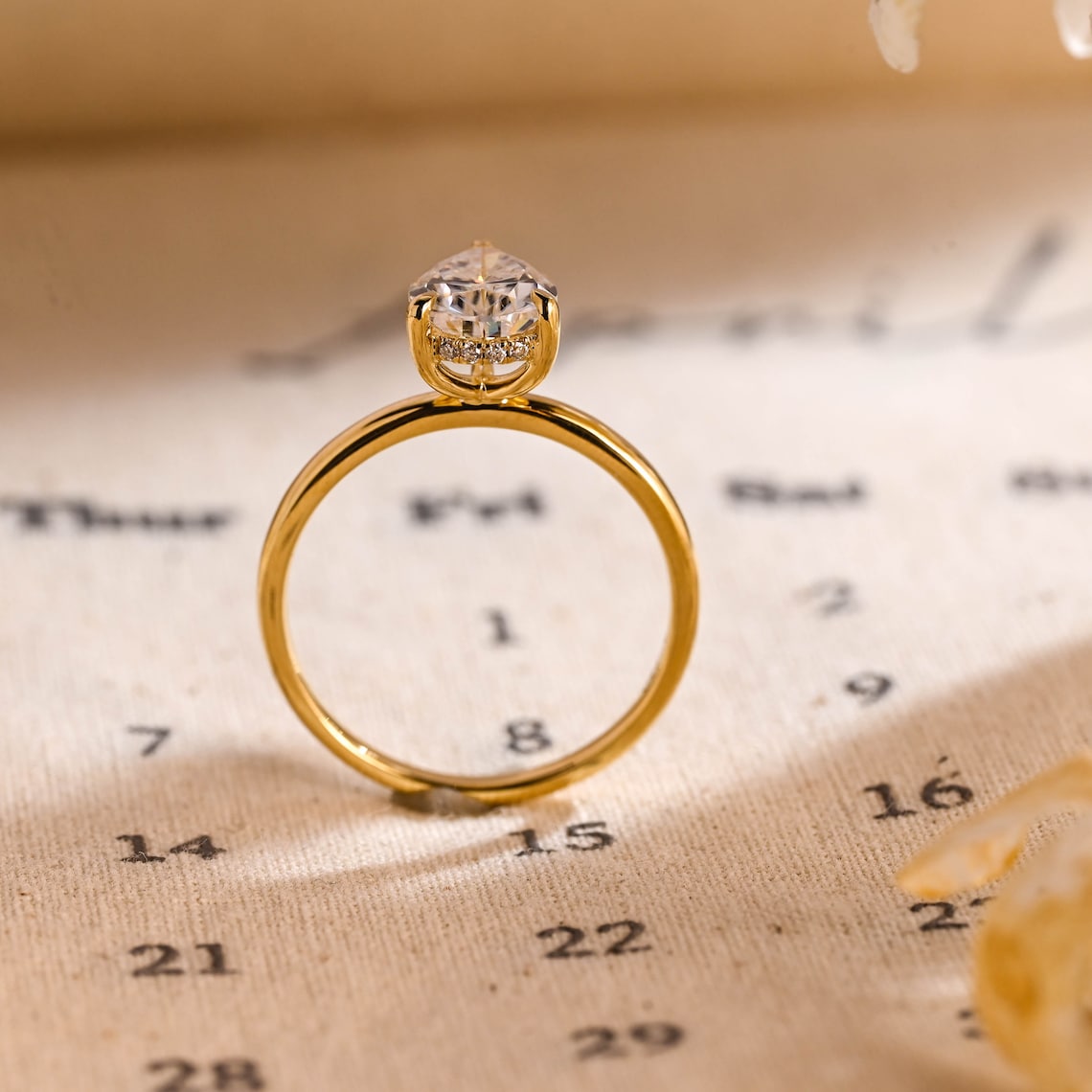 1.0 - 3.0 CT Pear CVD Diamond Hidden Halo Solitaire Engagement Ring