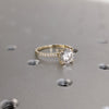 1.0 - 3.0 CT Round  CVD Diamond Pave Setting Engagement Ring