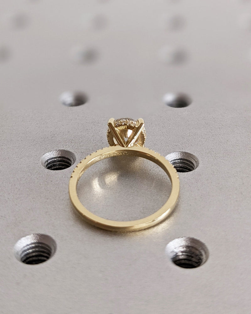1.0 - 3.0 CT Round  CVD Diamond Pave Setting Engagement Ring