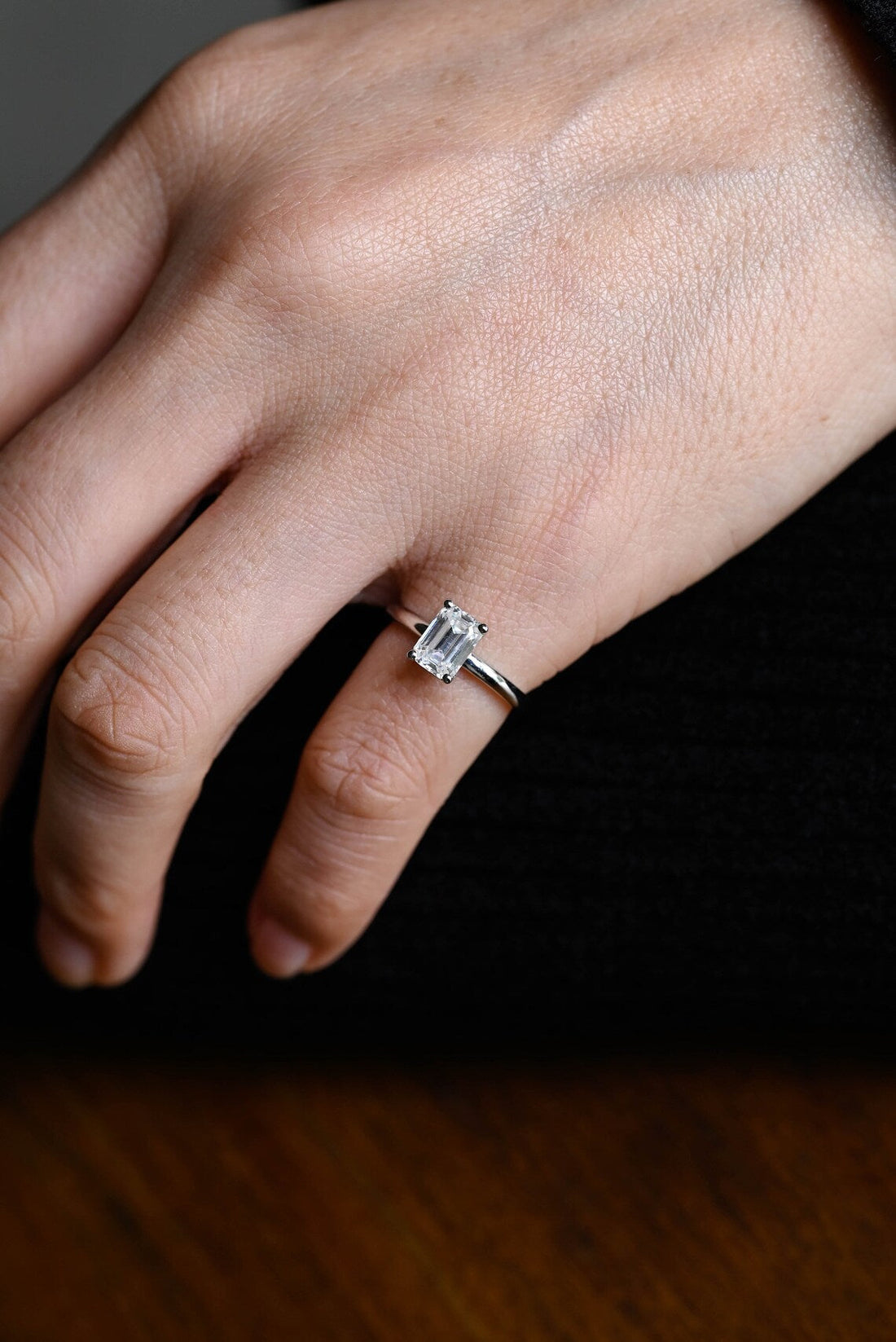 1.0-3.0 CT Emerald CVD Diamond Solitaire Engagement Ring
