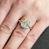 1.0 - 3.0 CT Emerald F/VS1 CVD Diamond Three Stone Style Engagement Ring