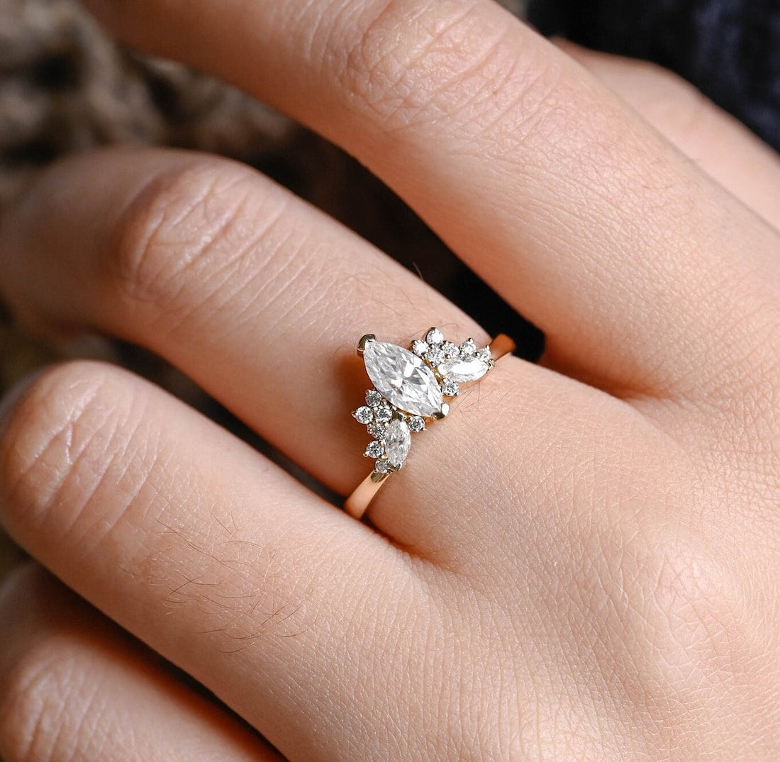 1.0 - 3.0 CT Marquise CVD Diamond Cluster Engagement Ring