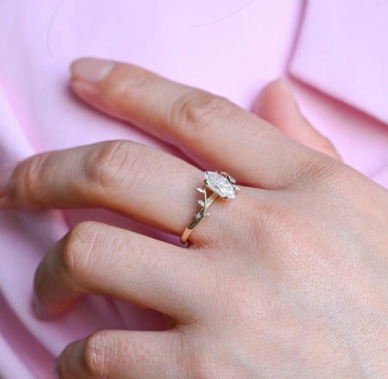 1.0 - 3.0 CT Marquise CVD Diamond Art Deco Engagement Ring