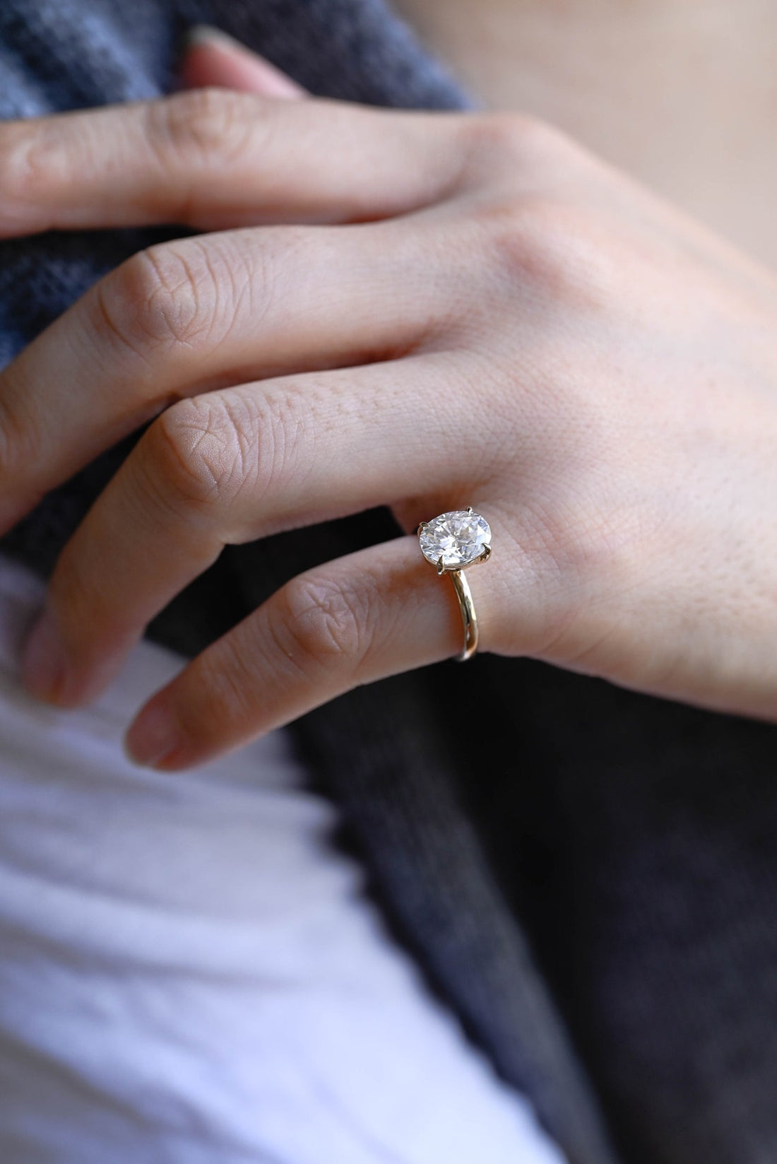 1.0 - 3.0 CT Oval  CVD Diamond Solitaire Engagement Ring
