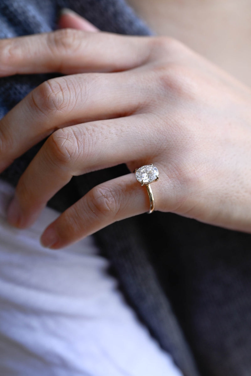 1.0 - 3.0 CT Oval  CVD Diamond Solitaire Engagement Ring