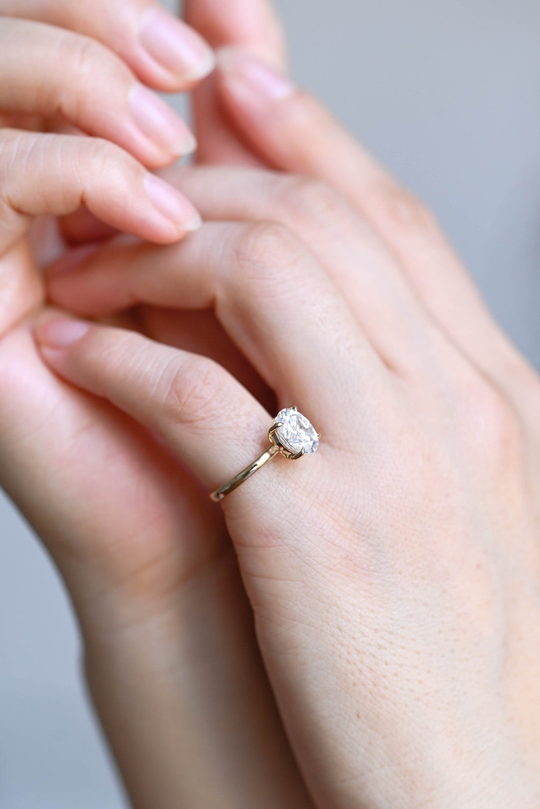 1.0 - 3.0 CT Oval  CVD Diamond Solitaire Engagement Ring