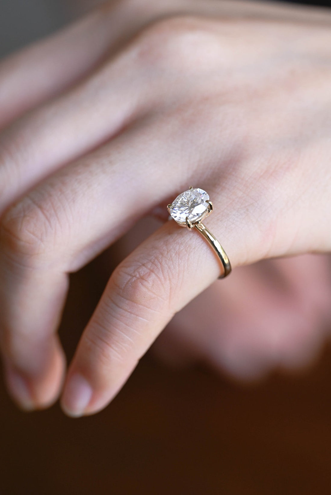 1.0 - 3.0 CT Oval  CVD Diamond Solitaire Engagement Ring