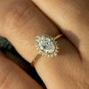 0.96 CT Oval CVD Diamond Halo Solitaire Engagement Ring