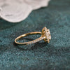 1.0-3.0 CT Oval  CVD Diamond Halo Pave Setting Engagement Ring