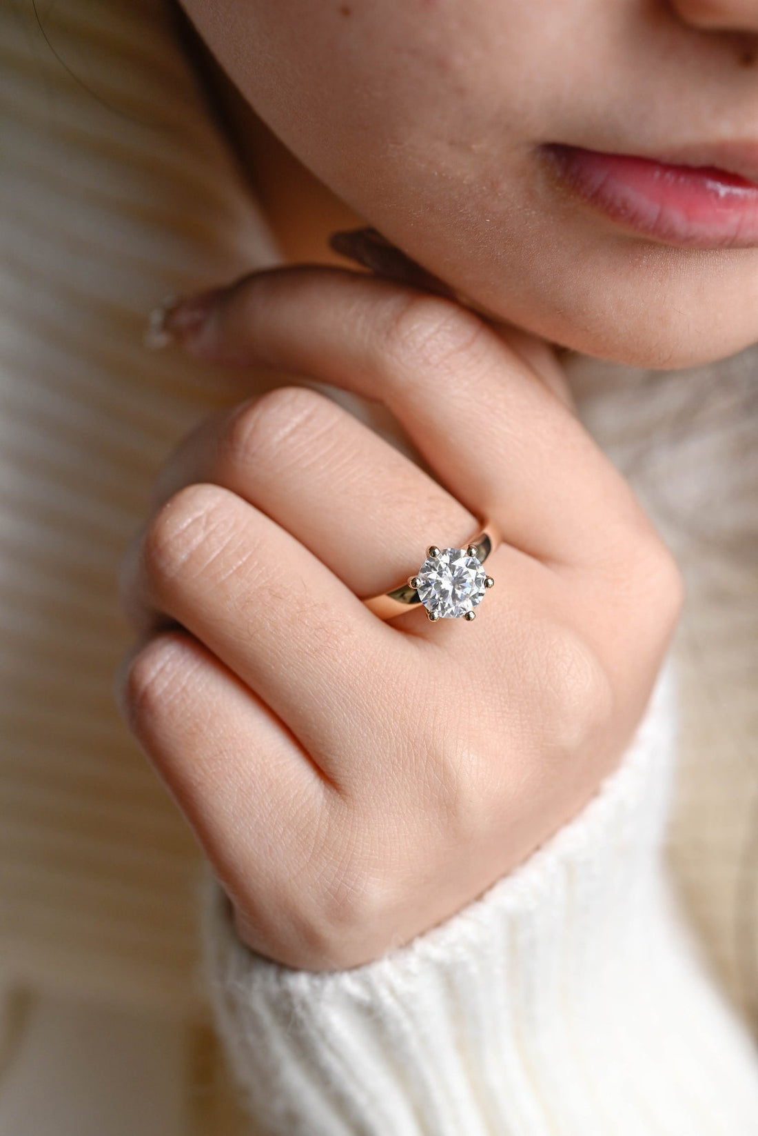 1.0 - 3.0 CT Round  CVD Diamond  Solitaire Engagement Ring