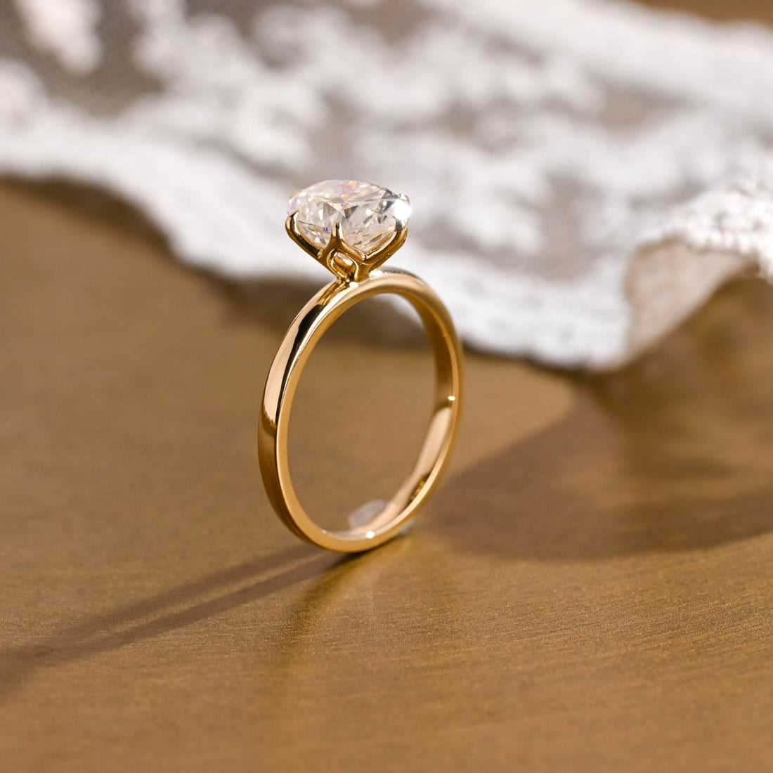 1.0 - 3.0 CT Oval  CVD Diamond  Solitaire Engagement Ring
