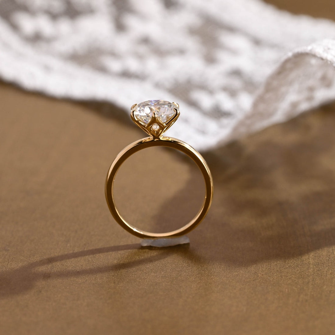 1.0 - 3.0 CT Round CVD Diamond  Solitaire Engagement Ring