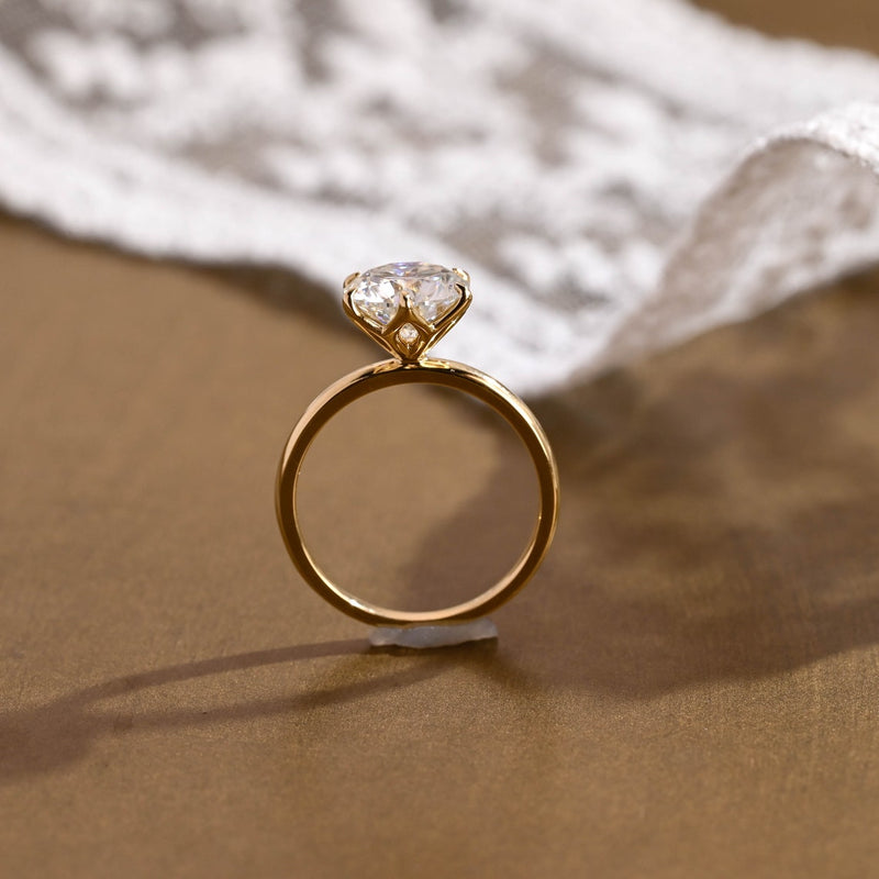 1.0 - 3.0 CT Round CVD Diamond  Solitaire Engagement Ring