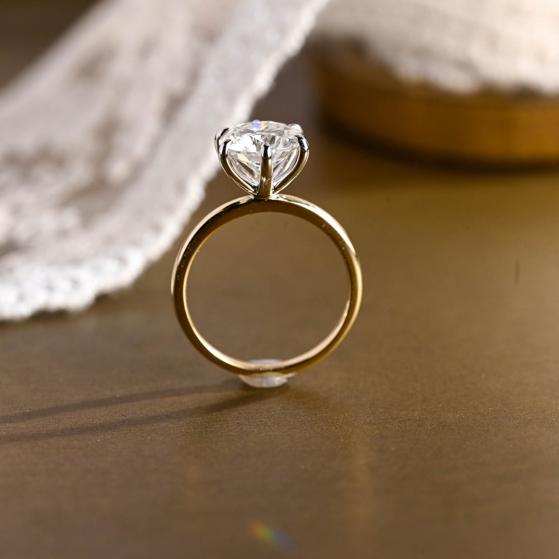 1.0 - 3.0 CT Round CVD Diamond Solitaire Engagement Ring