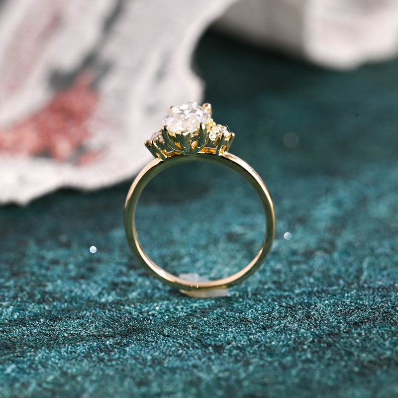 1.0-3.0 CT Marquise CVD Diamond Cluster Engagement Ring