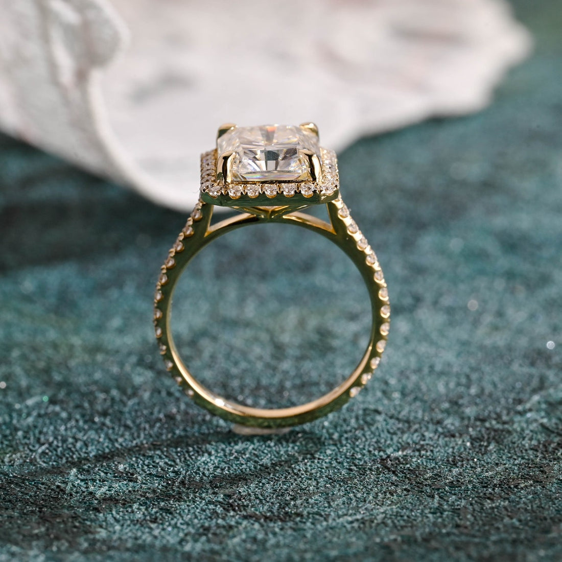 1.0-3.0 CT Radiant CVD Diamond Halo Pave Setting Engagement Ring