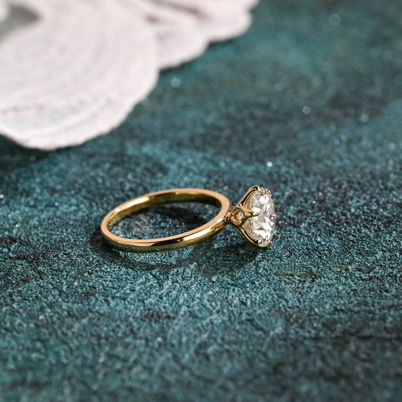 1.0-3.0 CT Round Cut  CVD Diamond Solitaire Engagement Ring