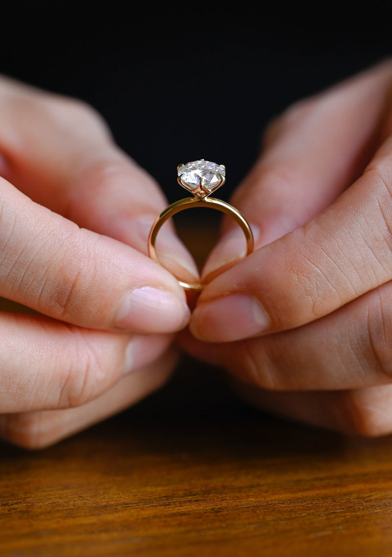 1.0-3.0 CT Round Cut  CVD Diamond Solitaire Engagement Ring