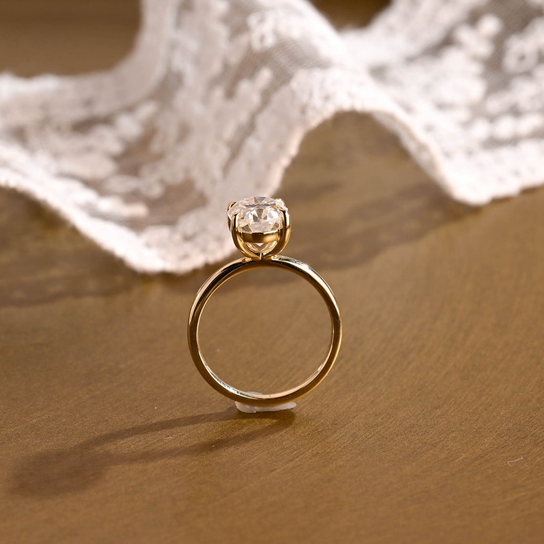 1.0 - 3.0 CT Oval  CVD Diamond Solitaire Engagement Ring