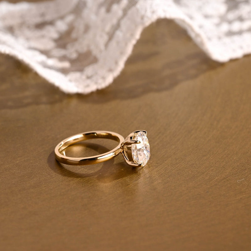 1.0 - 3.0 CT Oval  CVD Diamond Solitaire Engagement Ring