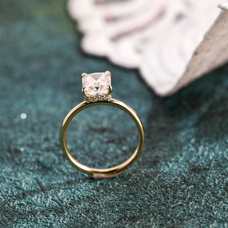 1.0-3.0 CT Radiant Cut  CVD Diamond Solitaire Engagement Ring