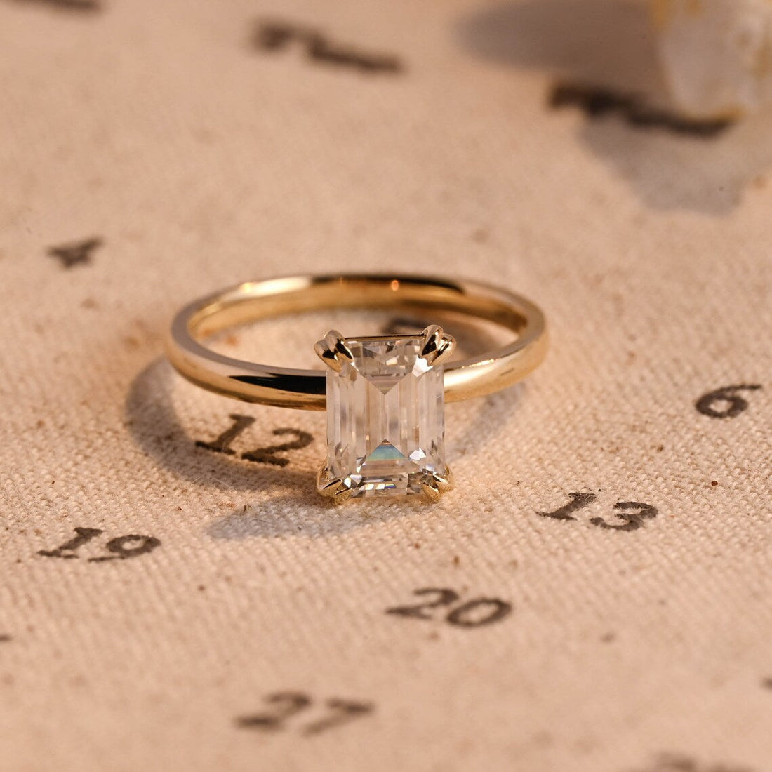 1.0-3.0 CT Emerald CVD Diamond Solitaire Engagement Ring