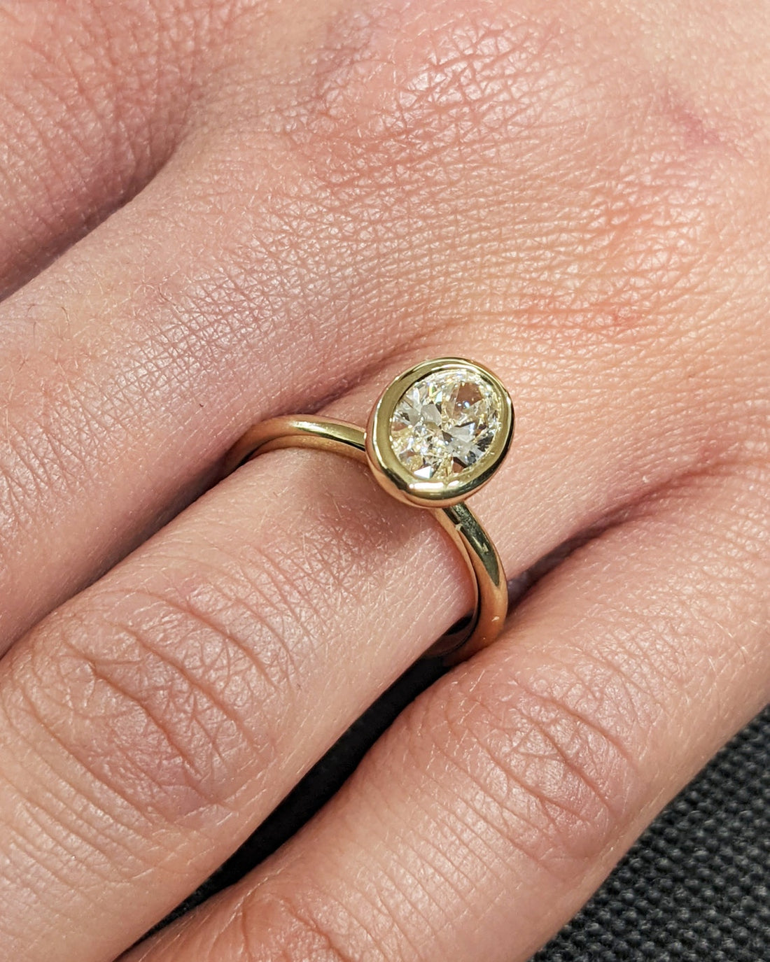 1.0 -3.0 CT  Oval CVD Diamond Bezel Solitaire Engagement Ring