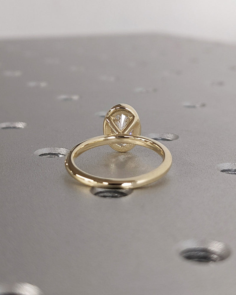 1.0 -3.0 CT  Oval CVD Diamond Bezel Solitaire Engagement Ring