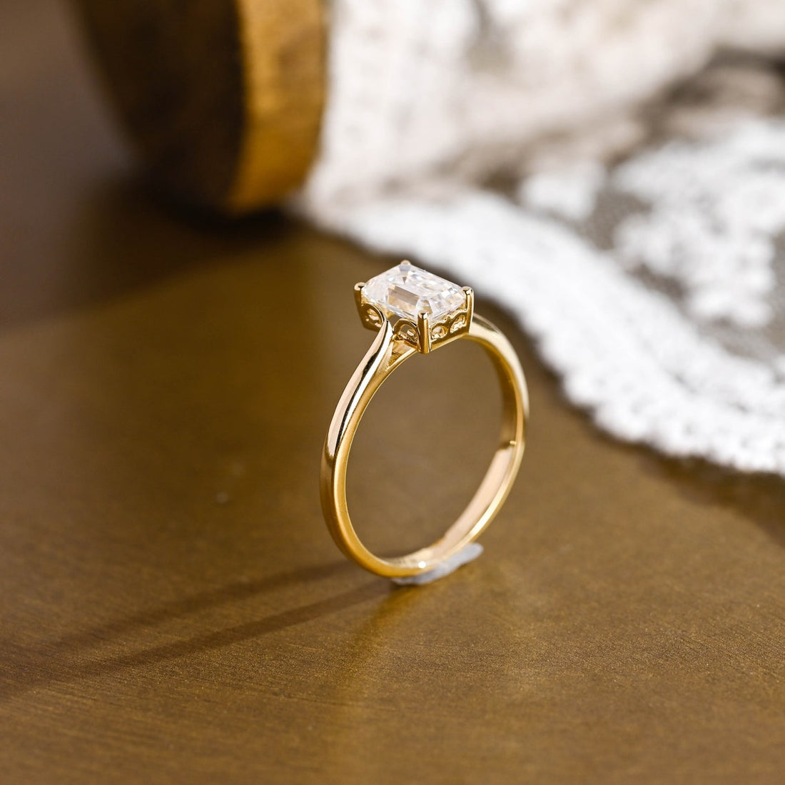 1.0 -3.0 CT Emerald  CVD Diamond  Solitaire Engagement Ring