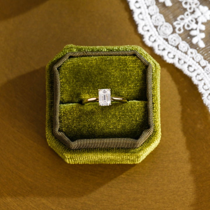 1.0 -3.0 CT Emerald  CVD Diamond  Solitaire Engagement Ring