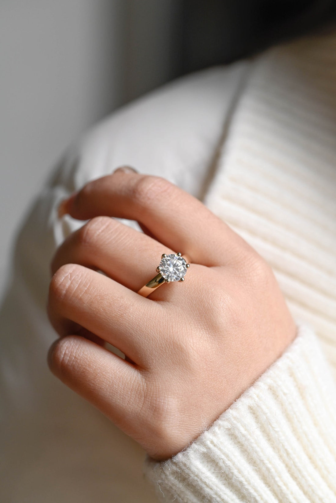 1.0 - 3.0 CT Round  CVD Diamond  Solitaire Engagement Ring