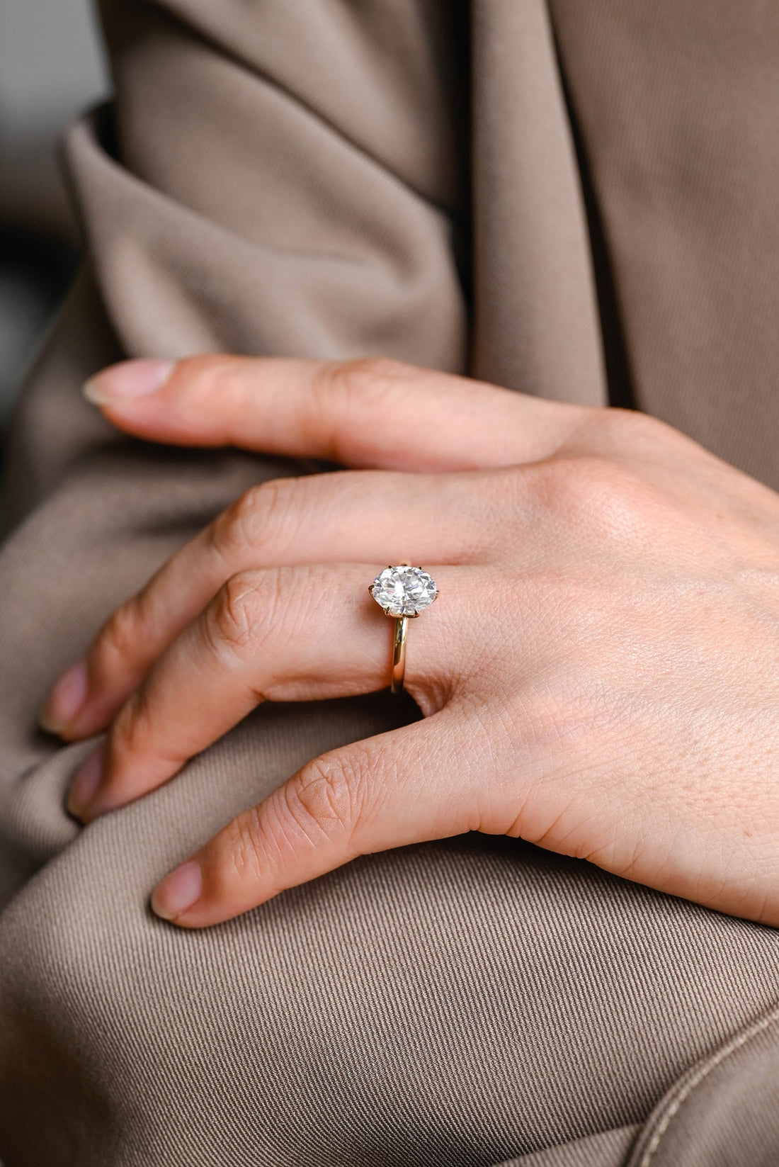 1.0 - 3.0 CT Oval  CVD Diamond  Solitaire Engagement Ring