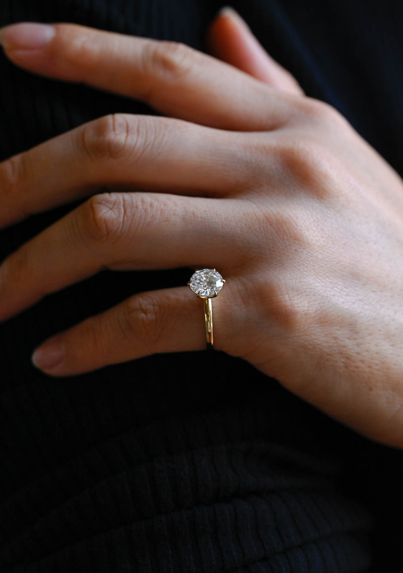 1.0 - 3.0 CT Round CVD Diamond  Solitaire Engagement Ring