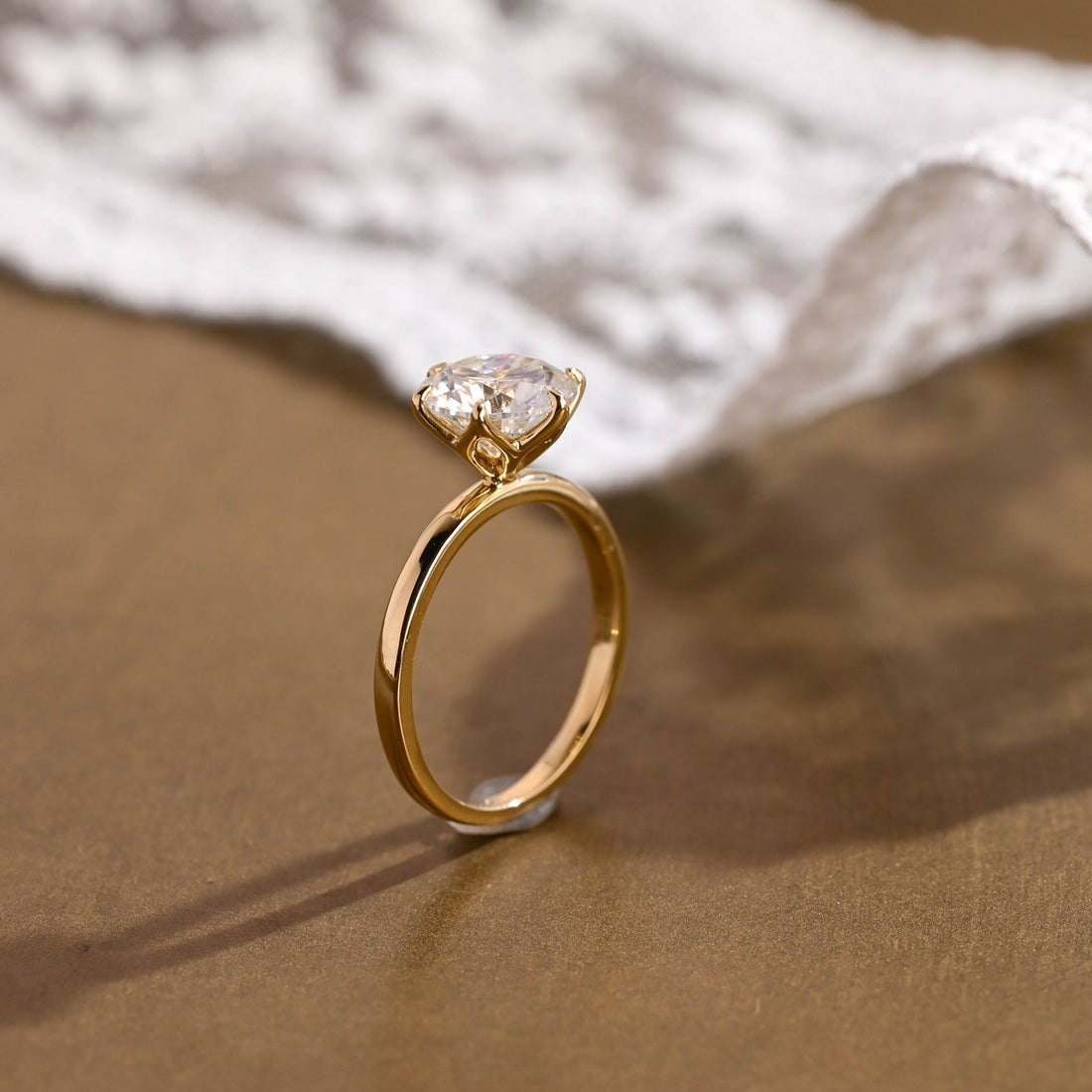 1.0 - 3.0 CT Round CVD Diamond  Solitaire Engagement Ring