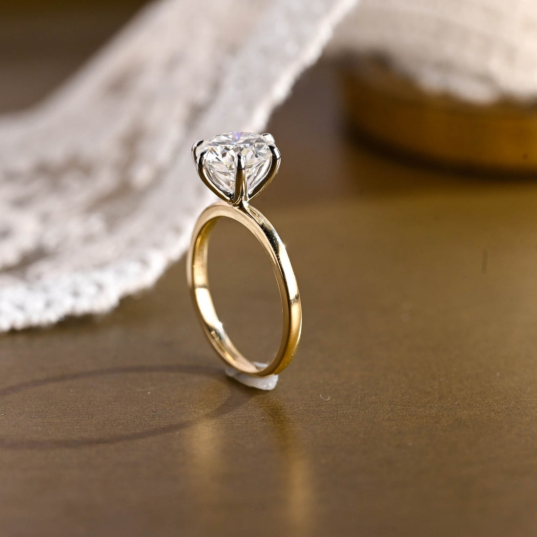 1.0 - 3.0 CT Round CVD Diamond Solitaire Engagement Ring