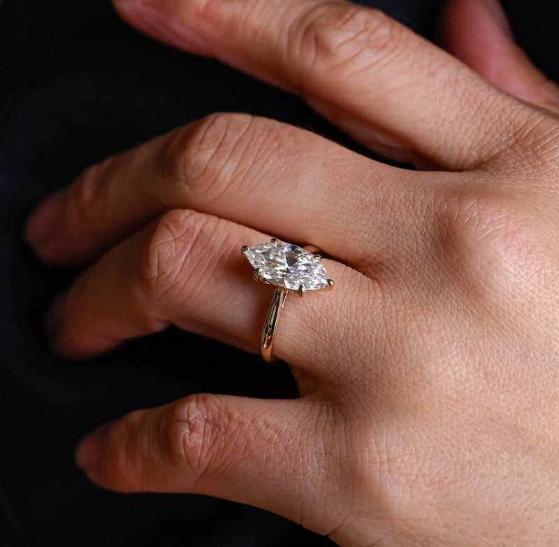 1.0 - 3.0 CT Marquise CVD Diamond Solitaire Engagement Ring