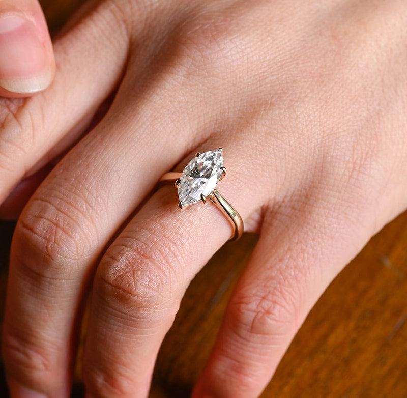 1.0 - 3.0 CT Marquise CVD Diamond Solitaire Engagement Ring