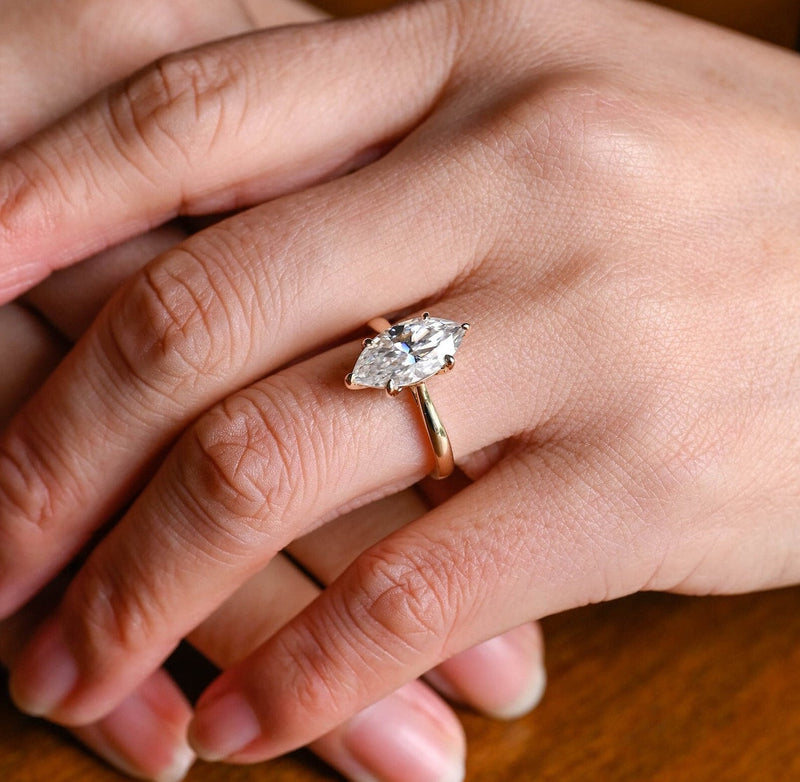 1.0 - 3.0 CT Marquise CVD Diamond Solitaire Engagement Ring