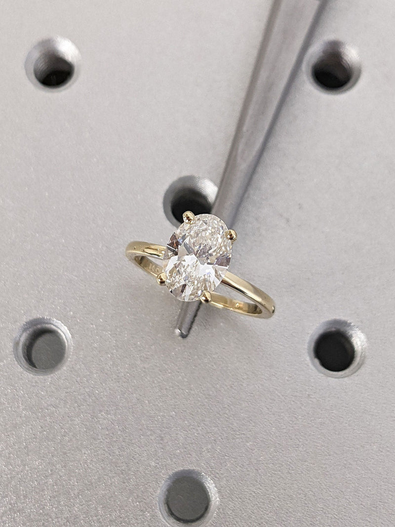 1.50 CT Oval CVD Diamond Solitaire Engagement Ring