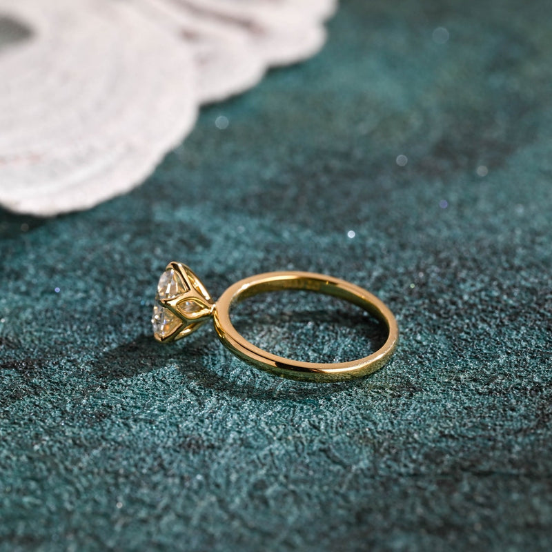 1.0-3.0 CT Round Cut  CVD Diamond Solitaire Engagement Ring