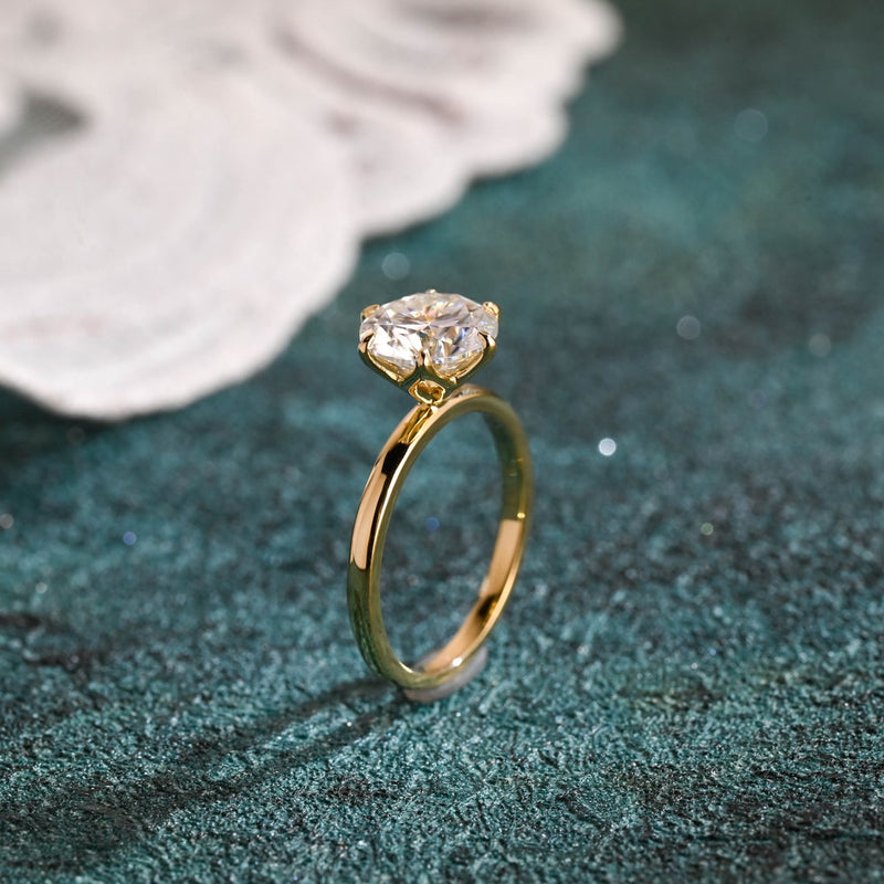 1.0-3.0 CT Round Cut  CVD Diamond Solitaire Engagement Ring