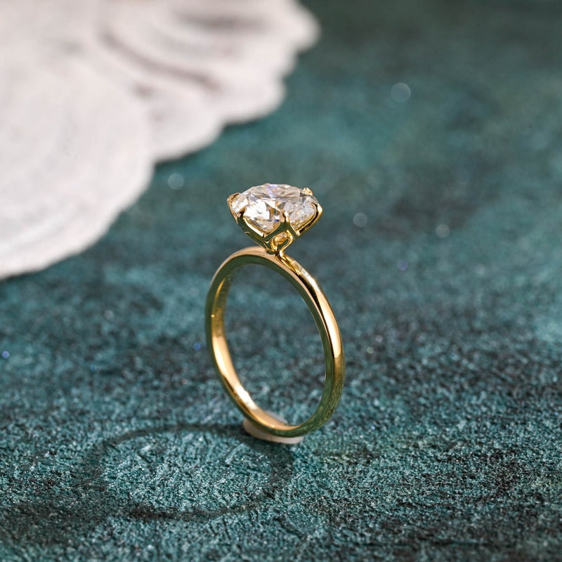 1.0-3.0 CT Round Cut  CVD Diamond Solitaire Engagement Ring