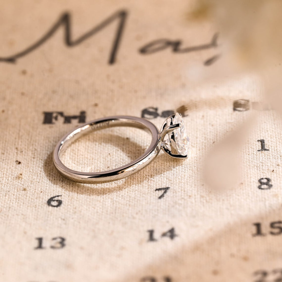 1.0-3.0 CT Pear CVD Diamond Solitaire Engagement Ring