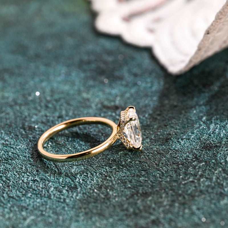 1.0-3.0 CT Radiant Cut  CVD Diamond Solitaire Engagement Ring