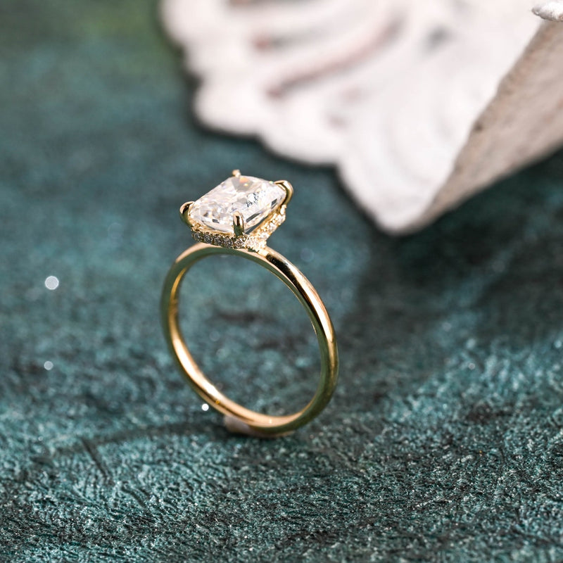 1.0-3.0 CT Radiant Cut  CVD Diamond Solitaire Engagement Ring