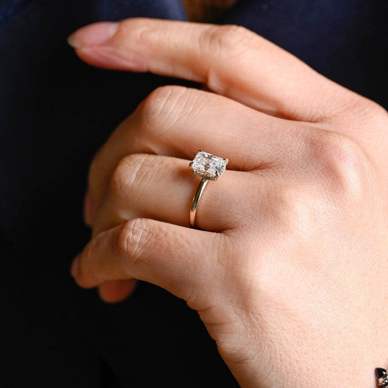 1.0-3.0 CT Radiant Cut CVD diamond Solitaire Engagement Ring
