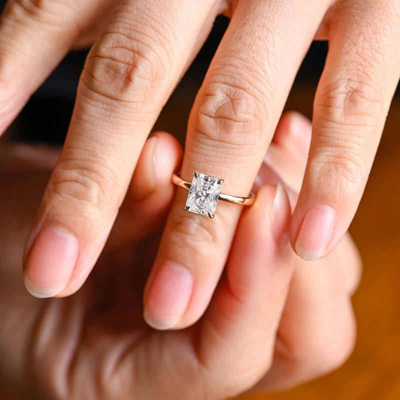 1.0-3.0 CT Radiant Cut CVD diamond Solitaire Engagement Ring