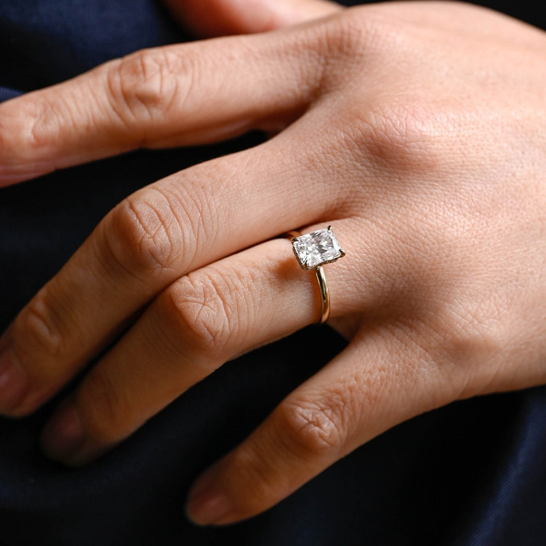 1.0-3.0 CT Radiant Cut CVD diamond Solitaire Engagement Ring